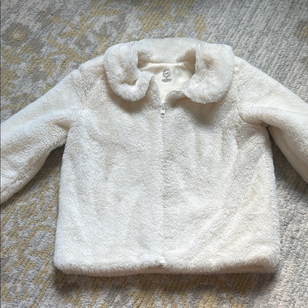 Wonder Nation Cozy White Faux Fur Kids Jacket